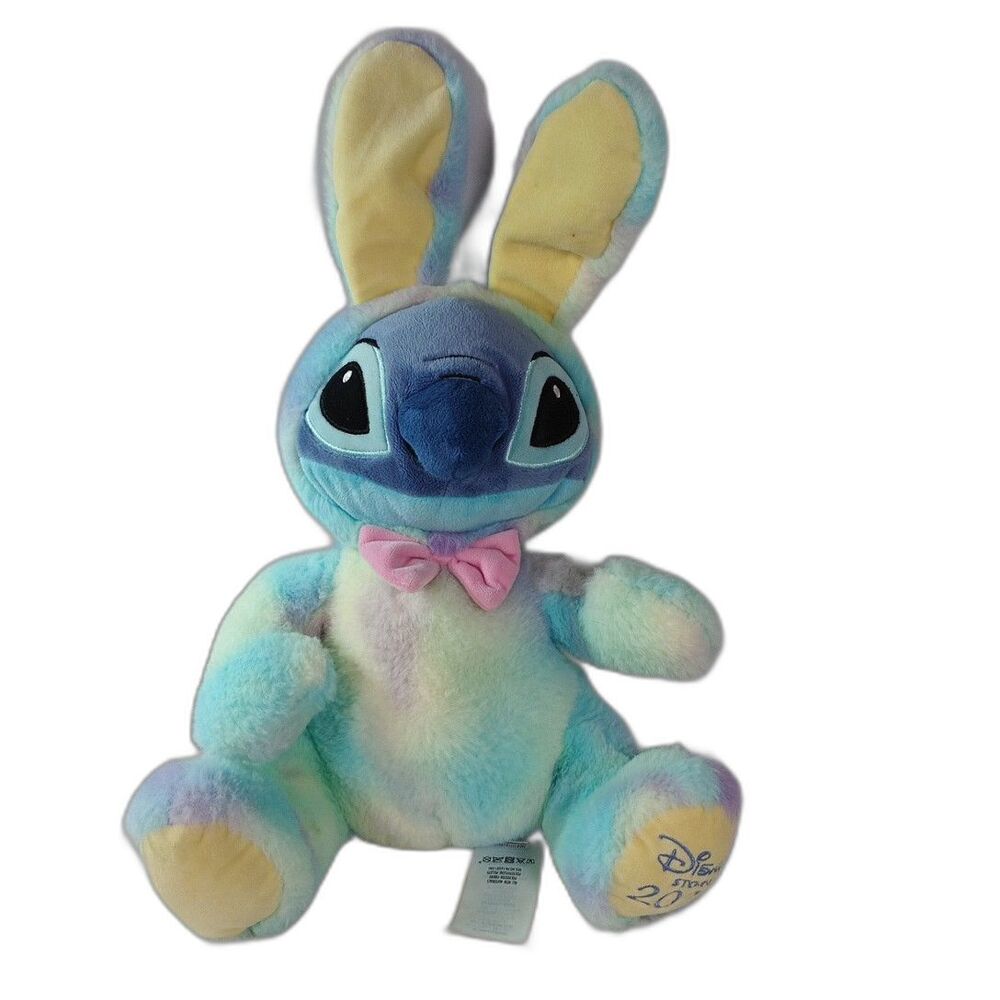 Disney Store Stitch Easter Bunny Plush 2020 Pastel Pink Bow Limited Release